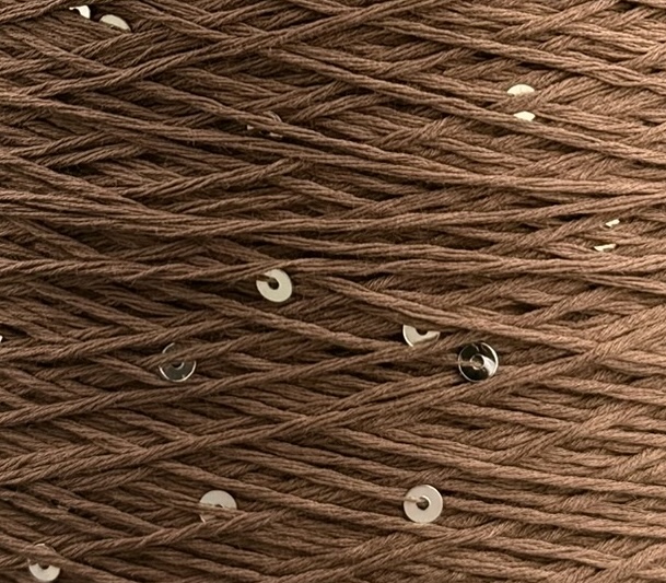 Primavera (Pailletten) 420m/100g – 100% Pima Baumwolle col. Warmbraun